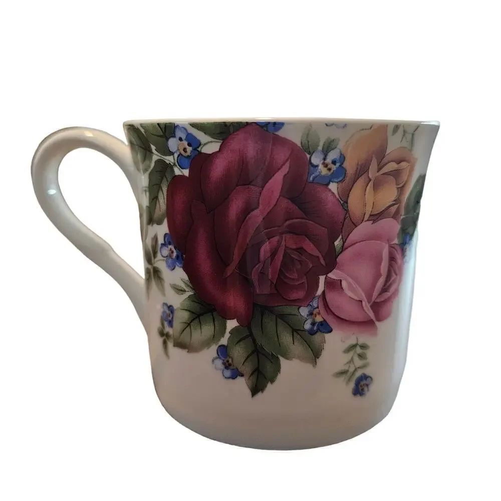 Stechol Gracie Bone China Vintage Roses Purple Pink Floral Coffee Cup Tea Flower